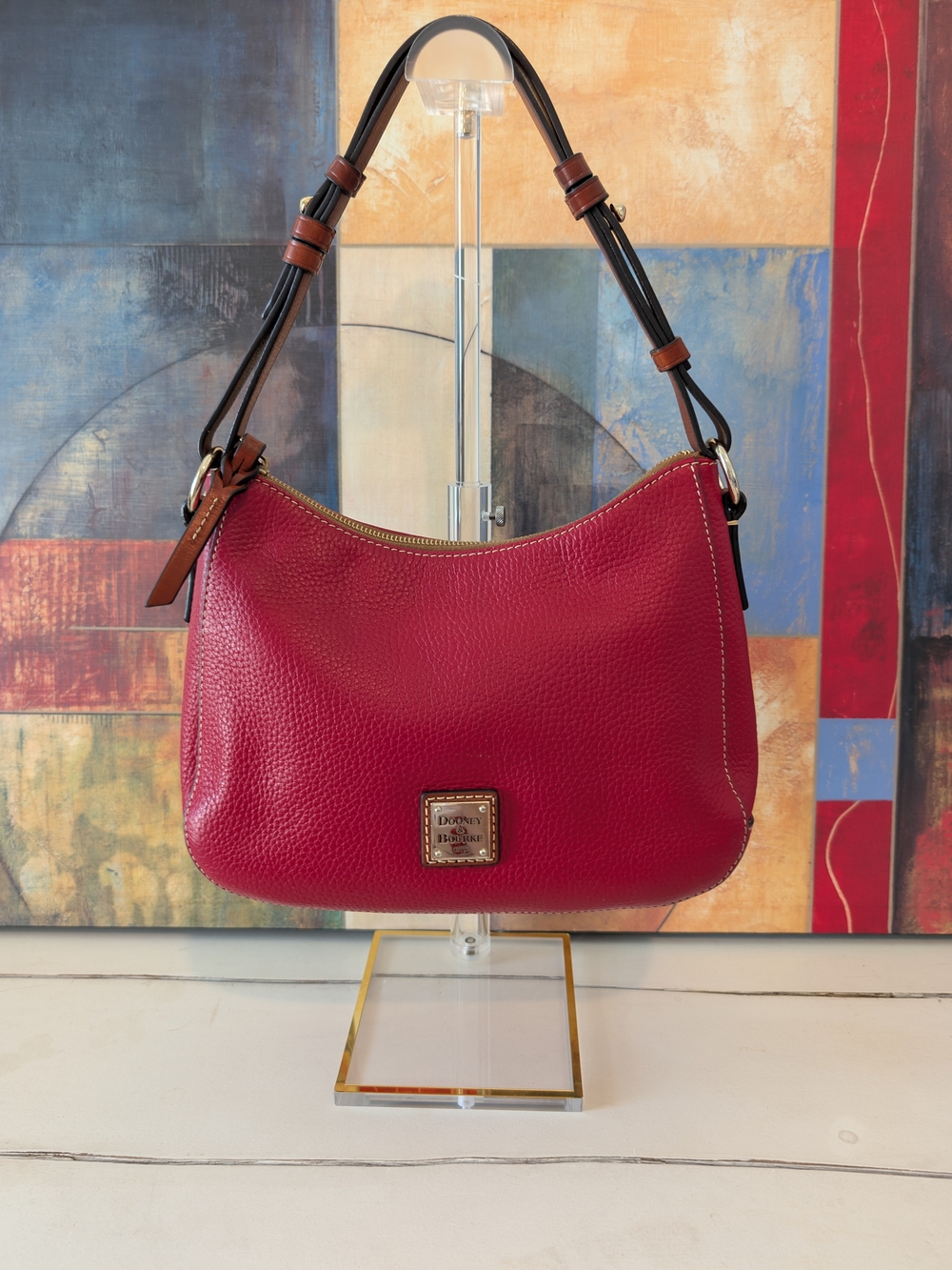 Dooney & Bourke Red Pebbled Leather Small Kiley Hobo Bag Excellent Condition